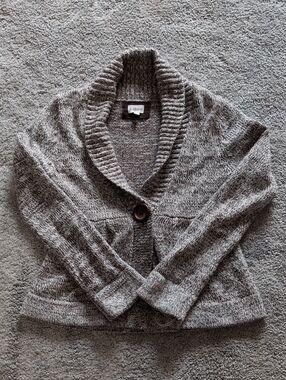 NWT In Stitches Brown And White Marled Cardigan Size Large
